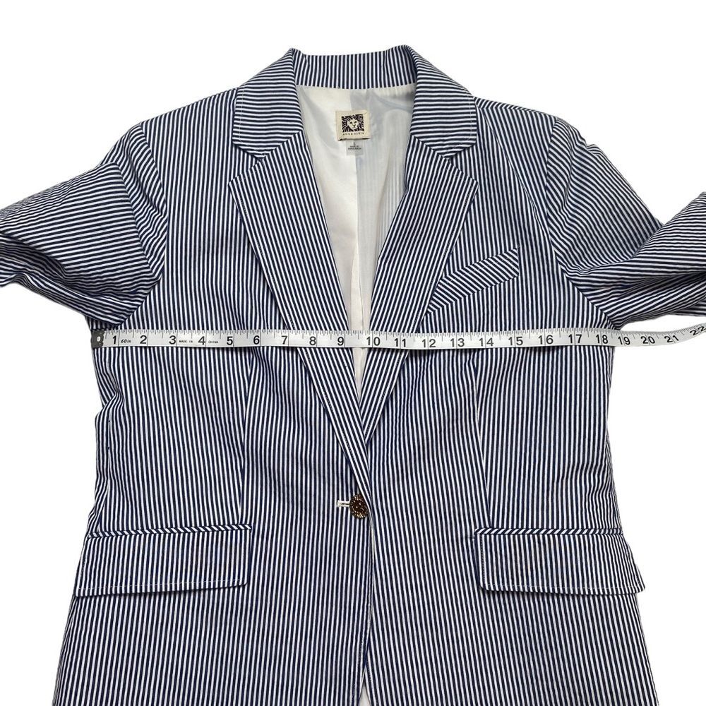 Anne Klein Lined Striped Blazer Jacket Gold Lion Buttons Sz S - Picture 9 of 14